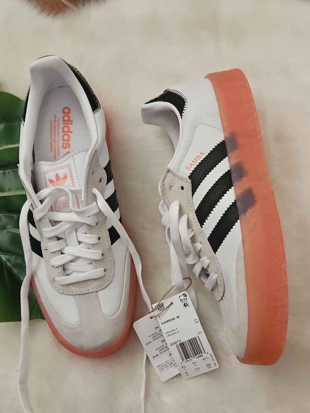adidas Women’s Samba Platform Sneakers in White, Black & Coral